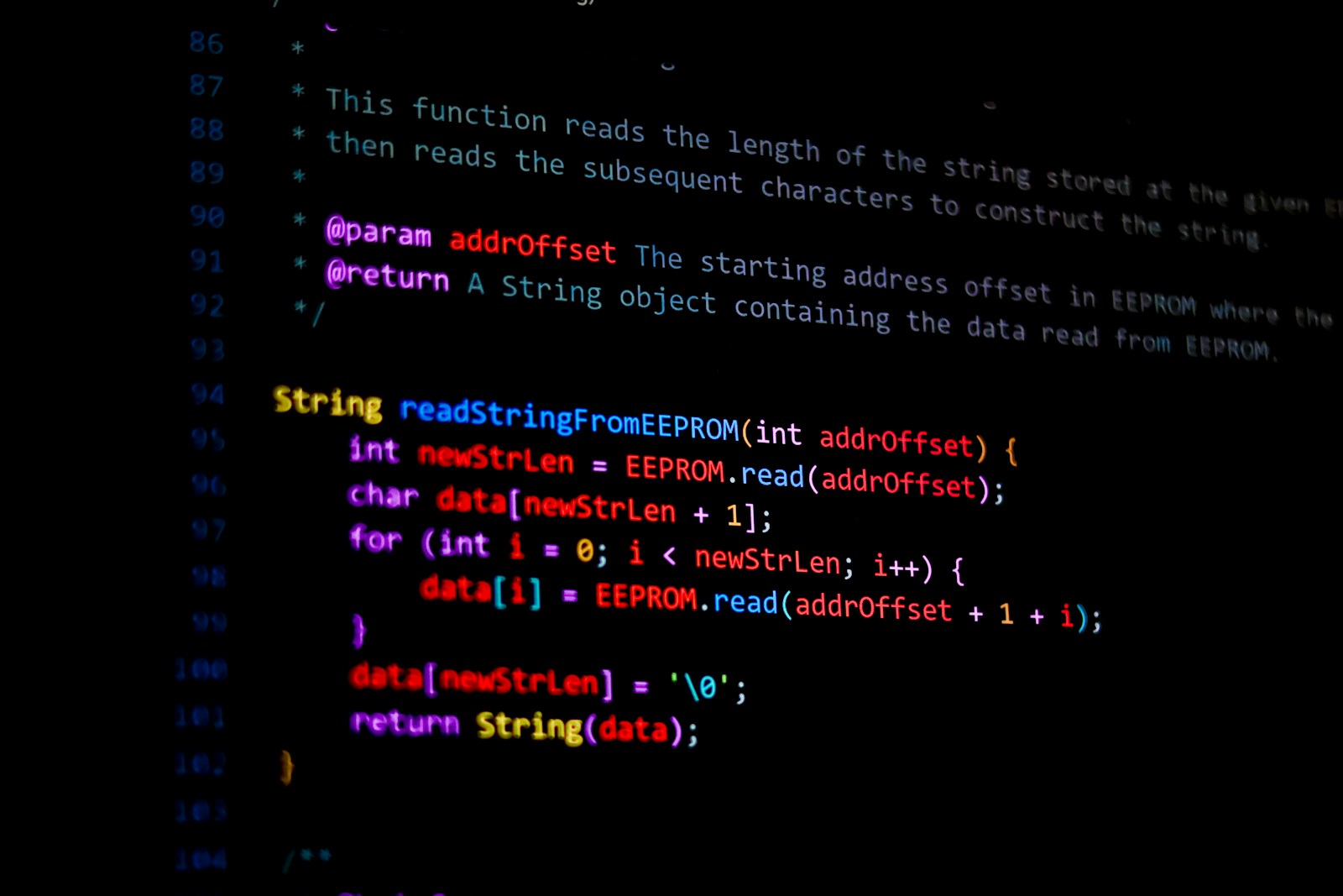 Software code displayed on a monitor