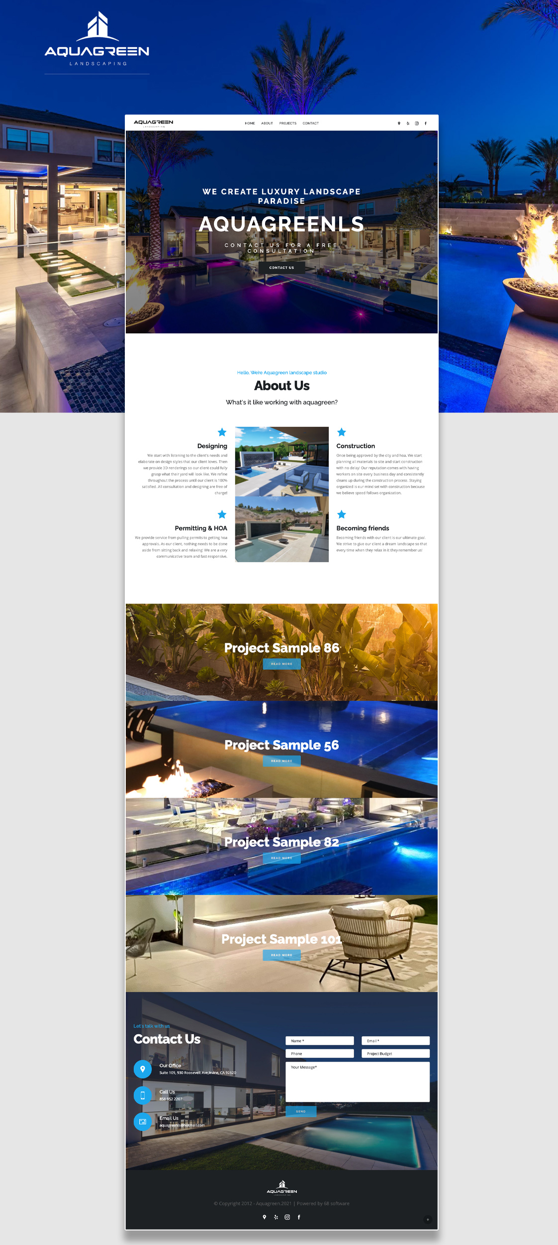 Luxury Landscaping Company, Aquagreen Landscaping Logo And Website Design